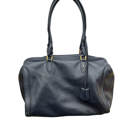 Alexander McQueen Skull Padlock Satchel Blue Leather Purse Tote Used VIEW - Picture 2 of 16